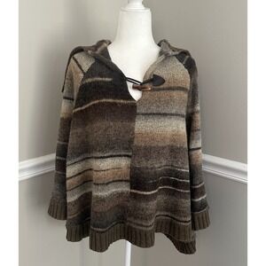 Sanctuary Womens Brown Wool Alpaca Blend Cape‎ Poncho Sweater Boho Hiplie L NWT